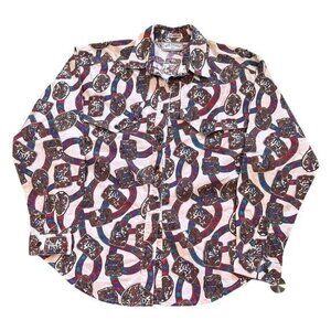 Vintage 1993 Side Saddle Western Shirt Mens XL All Over Print Buckle Saddle‎ 90s